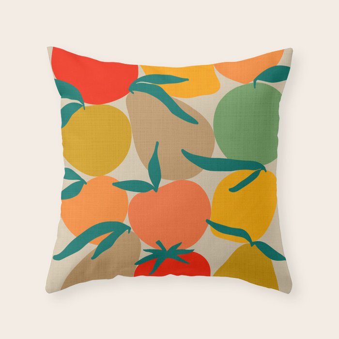 2025 RETRO FRUIT MARKET CALENDAR Throw Pillow Gallery Image 1
