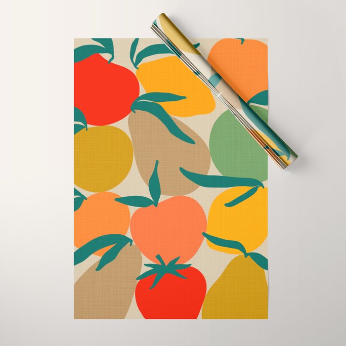 2025 RETRO FRUIT MARKET CALENDAR Wrapping Paper Gallery Image 1