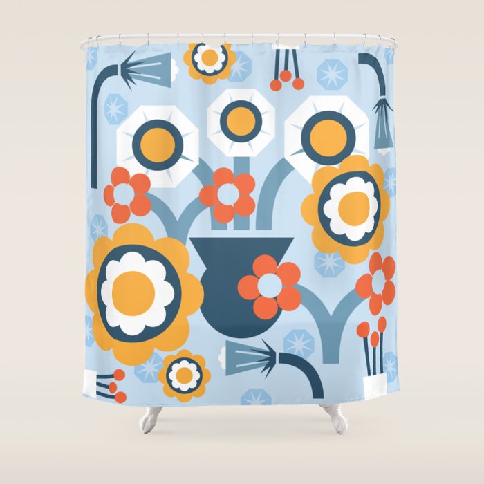 Geometrical flowers composition Shower Curtain Gallery Image 1