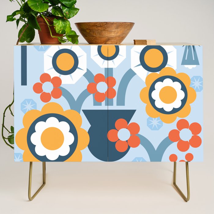 Geometrical flowers composition Credenza Gallery Image 1