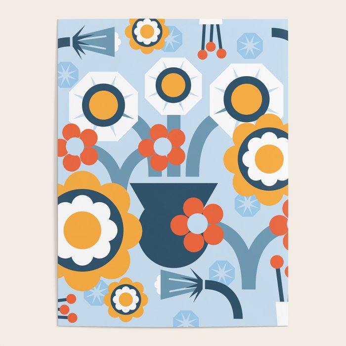 Geometrical flowers composition Poster Gallery Image 1