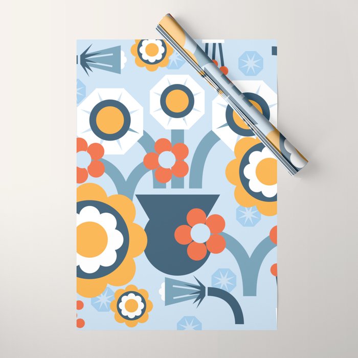 Geometrical flowers composition Wrapping Paper Gallery Image 1