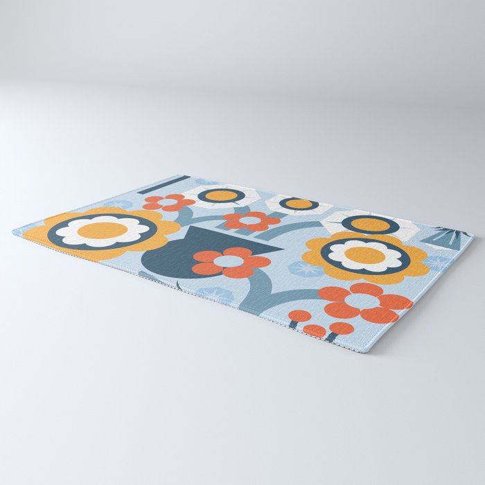 Geometrical flowers composition Rug Gallery Image 3