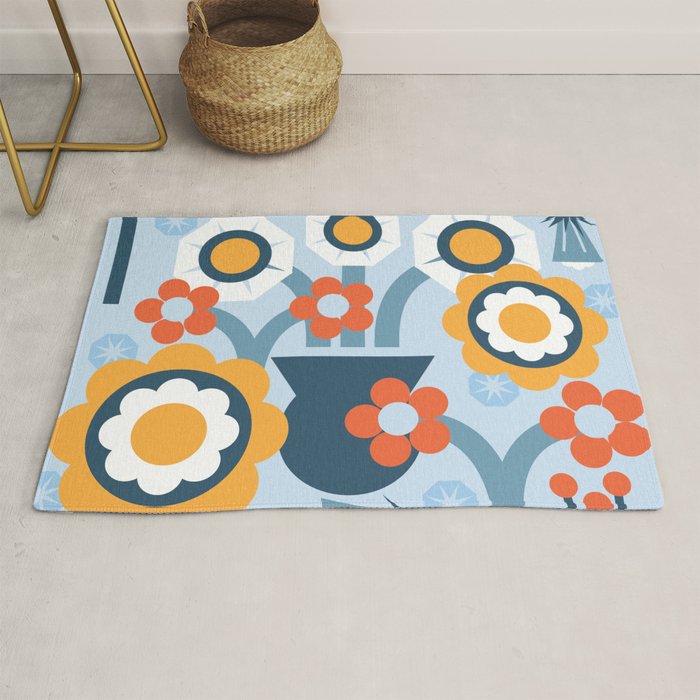Geometrical flowers composition Rug Gallery Image 1