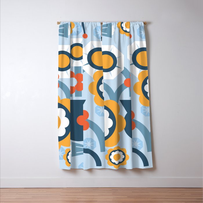 Geometrical flowers composition Window Curtain Gallery Image 3