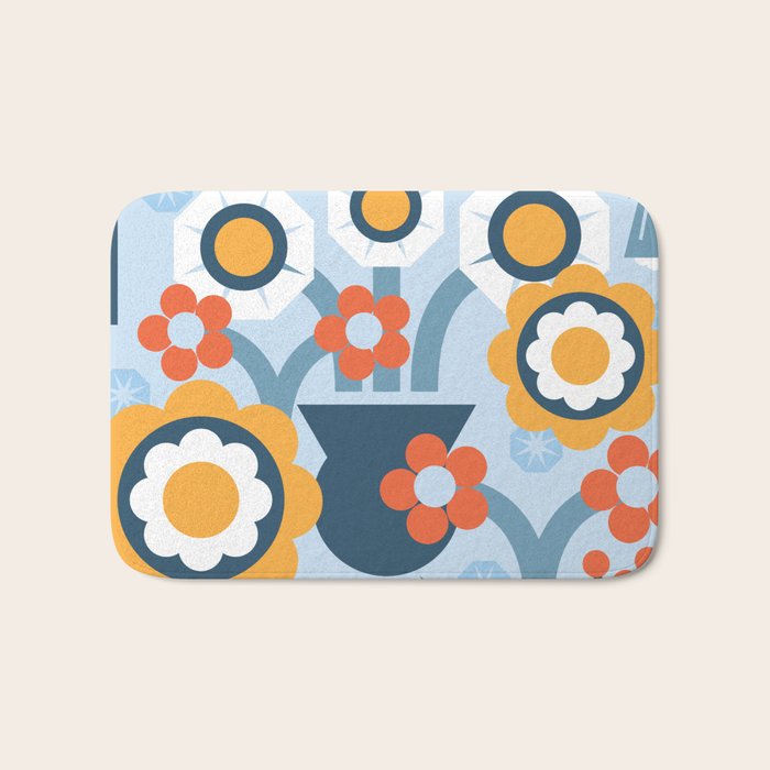 Geometrical flowers composition Bath Mat Gallery Image 1