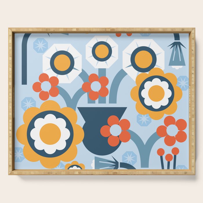 Geometrical flowers composition Serving Tray Gallery Image 1