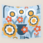 Geometrical flowers composition Wall Tapestry Gallery Image 4