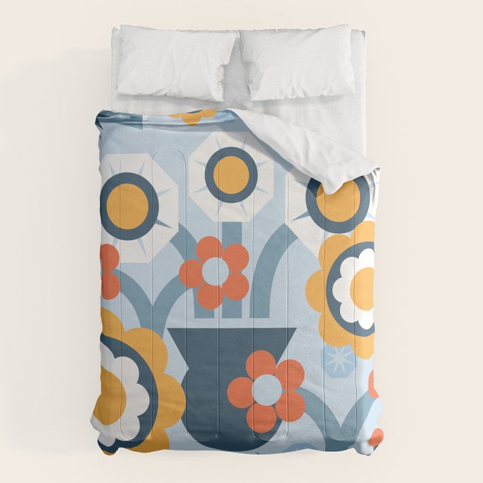 Geometrical flowers composition Comforter Gallery Image 1
