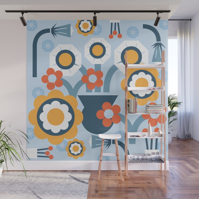 Geometrical flowers composition Wall Mural Gallery Image 1