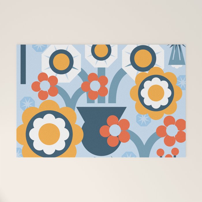 Geometrical flowers composition Welcome Mat Gallery Image 1