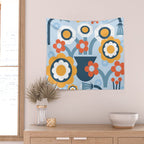 Geometrical flowers composition Wall Tapestry Gallery Image 2