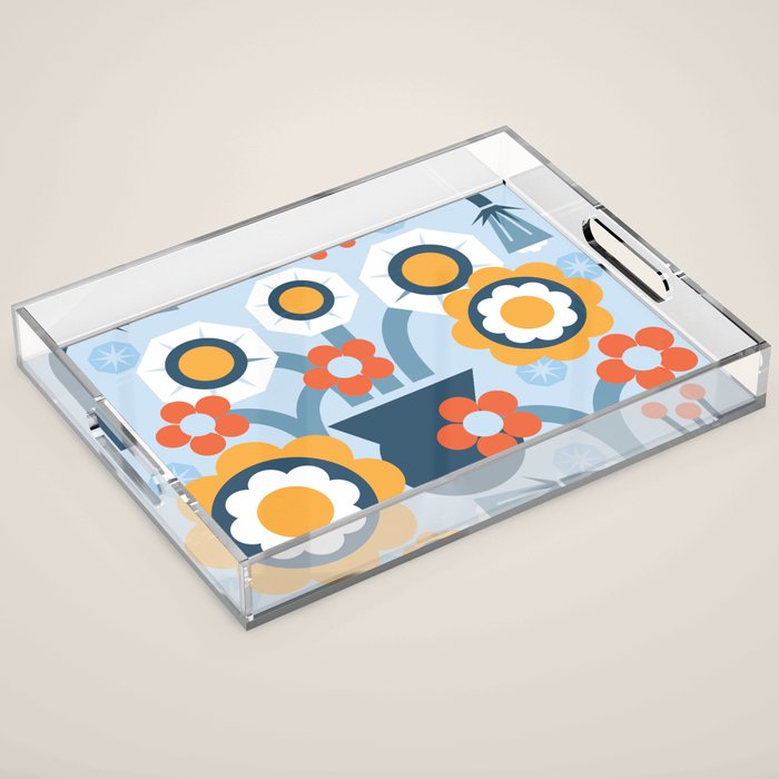 Geometrical flowers composition Acrylic Tray Gallery Image 1