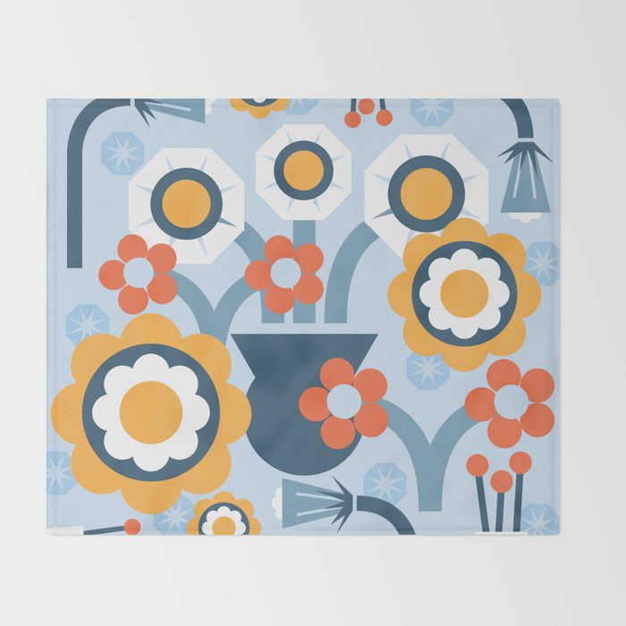 Geometrical flowers composition Throw Blanket Gallery Image 2