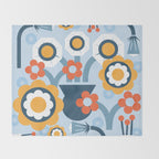 Geometrical flowers composition Throw Blanket Gallery Image 2