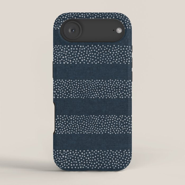 angrand stipple stripes - navy blue iPhone Case Gallery Image 2