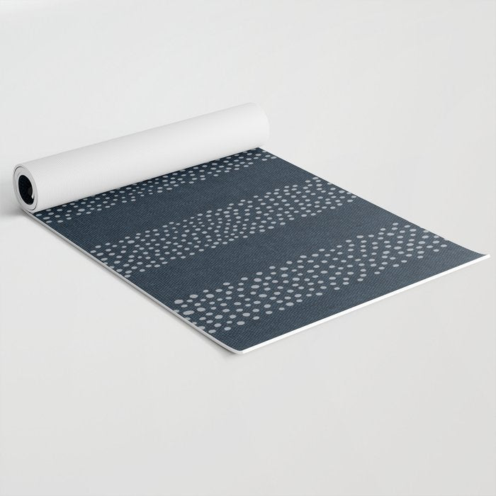 angrand stipple stripes - navy blue Yoga Mat Gallery Image 2
