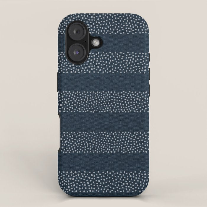 angrand stipple stripes - navy blue iPhone Case Gallery Image 1