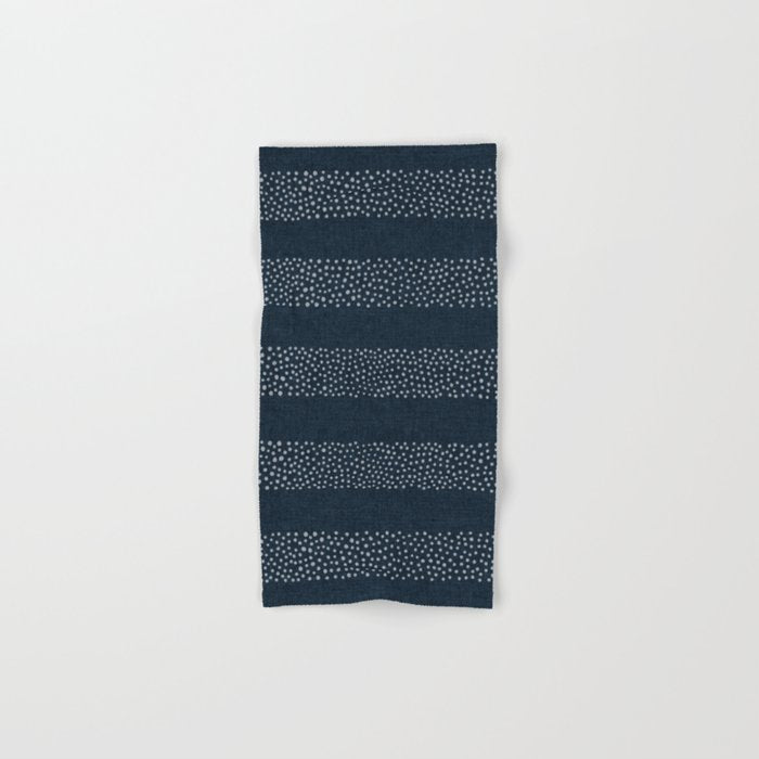 angrand stipple stripes - navy blue Hand & Bath Towel Gallery Image 1