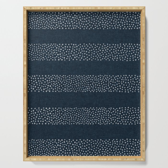 angrand stipple stripes - navy blue Serving Tray Gallery Image 1