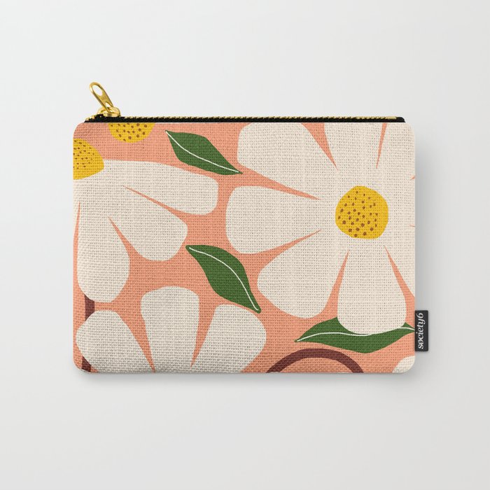 Wild Daisies - peach Carry All Pouch Gallery Image 1