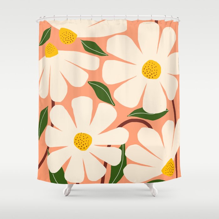 Wild Daisies - peach Shower Curtain Gallery Image 1