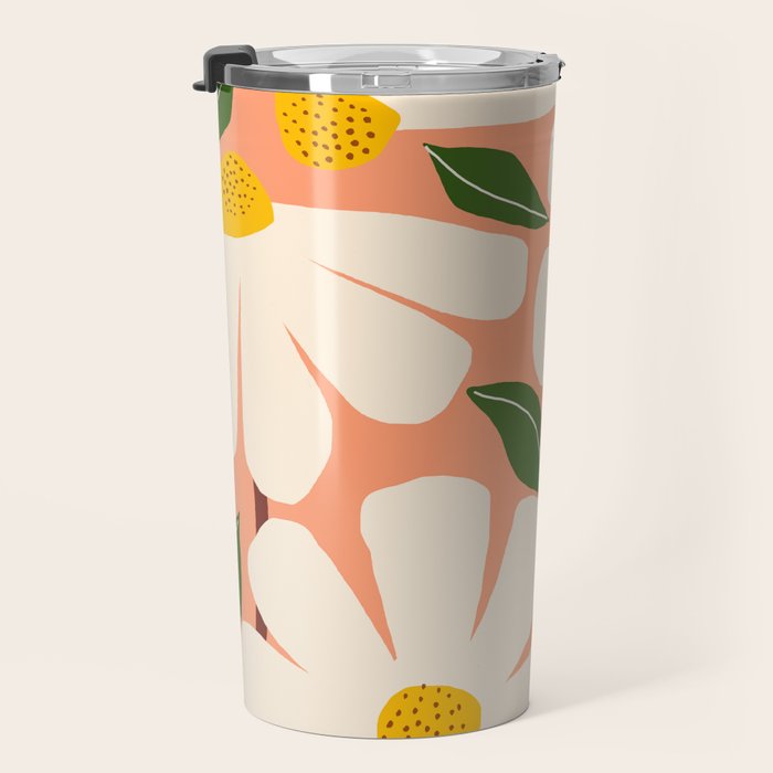 Wild Daisies - peach Travel Mug Gallery Image 3