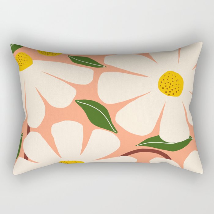 Wild Daisies - peach Rectangular Pillow Gallery Image 1