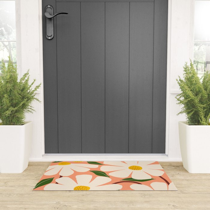 Wild Daisies - peach Welcome Mat Gallery Image 3