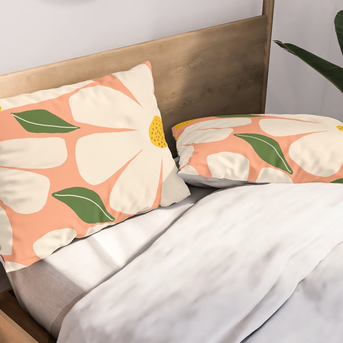 Wild Daisies - peach Pillow Sham Gallery Image 2