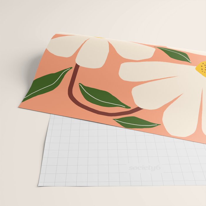 Wild Daisies - peach Wrapping Paper Gallery Image 2