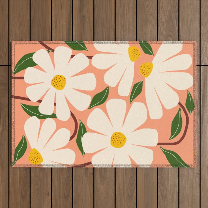 Wild Daisies - peach Outdoor Rug Gallery Image 1