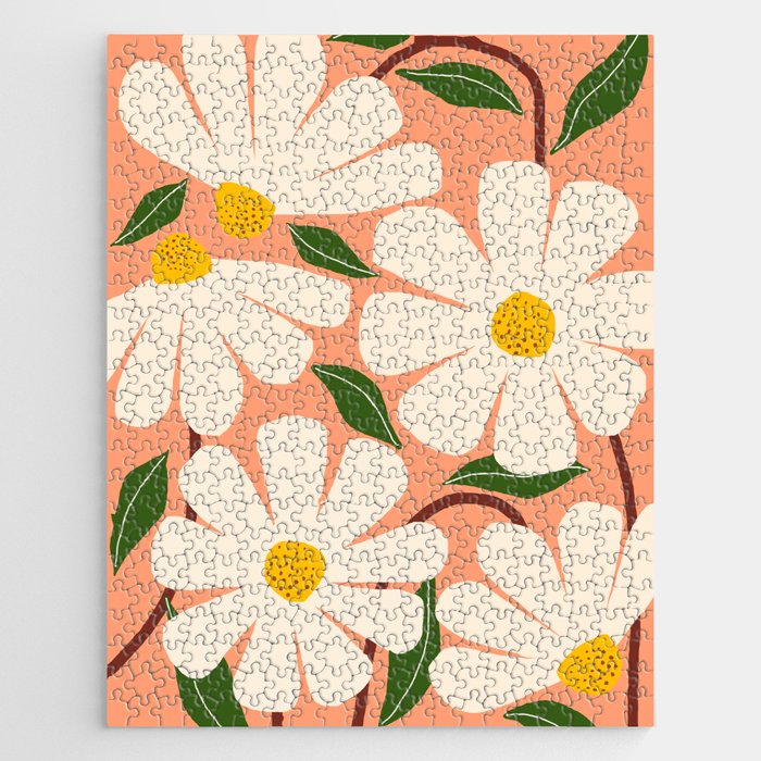 Wild Daisies - peach Jigsaw Puzzle Gallery Image 1