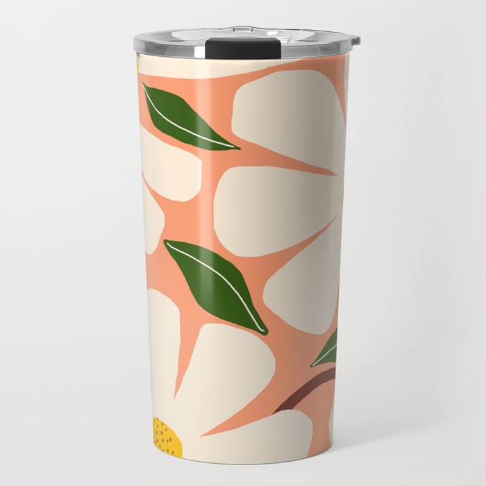 Wild Daisies - peach Travel Mug Gallery Image 1