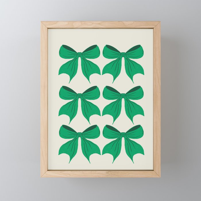 Elegant Green Bow Pattern - Festive Holiday Design Mini Art Print Gallery Image 1