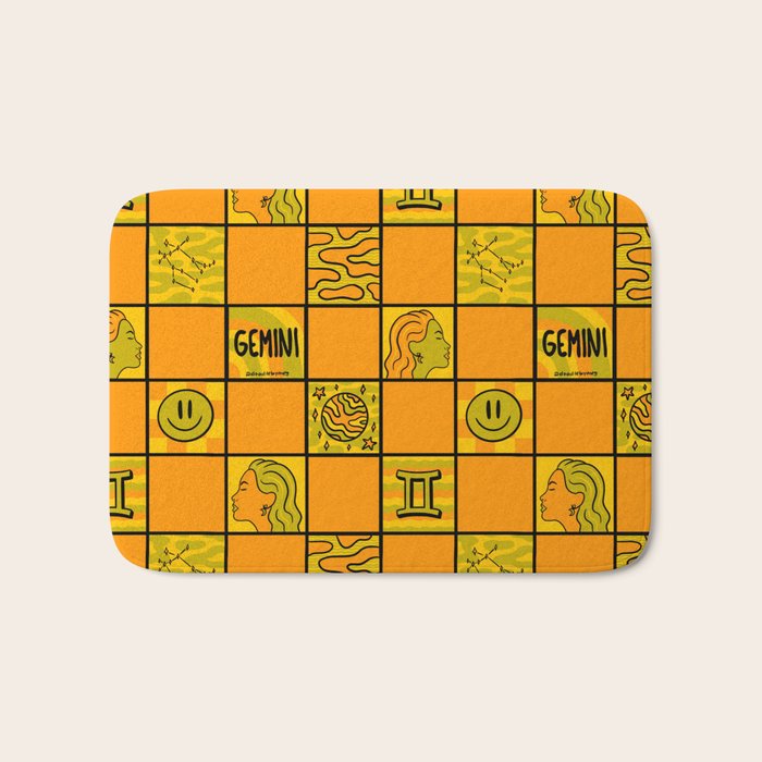 Gemini Checkered Print Bath Mat Gallery Image 1