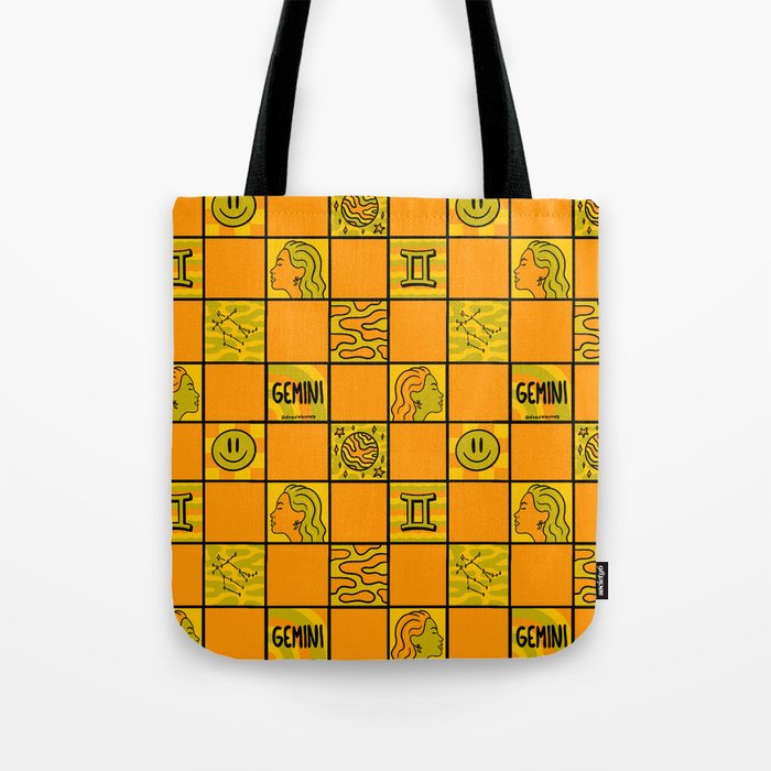 Gemini Checkered Print Tote Bag Gallery Image 1