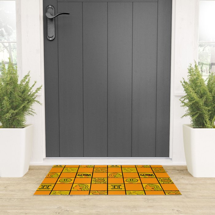 Gemini Checkered Print Welcome Mat Gallery Image 3