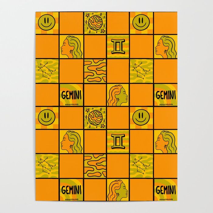 Gemini Checkered Print Poster Gallery Image 4
