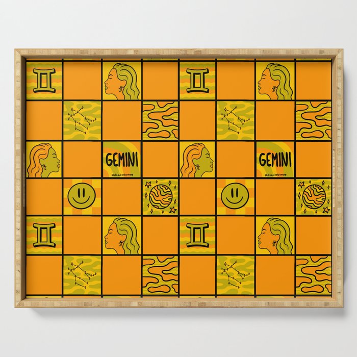 Gemini Checkered Print Serving Tray Gallery Image 1