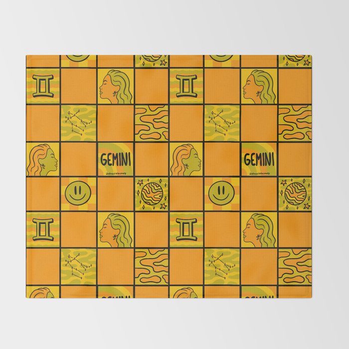 Gemini Checkered Print Throw Blanket Gallery Image 2