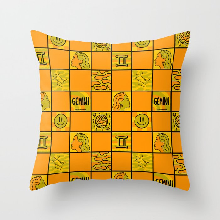 Gemini Checkered Print Throw Pillow Gallery Image 1