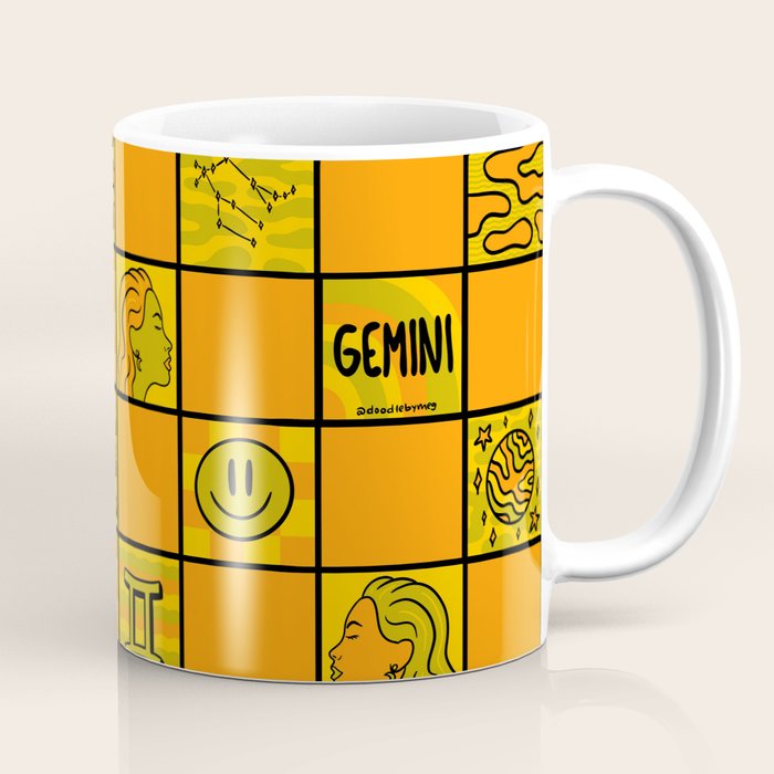 Gemini Checkered Print Coffee Mug Gallery Image 1