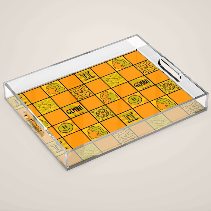 Gemini Checkered Print Acrylic Tray Gallery Image 1