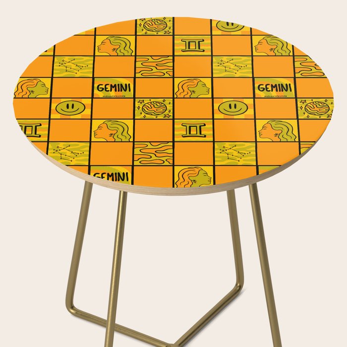 Gemini Checkered Print Side Table Gallery Image 2