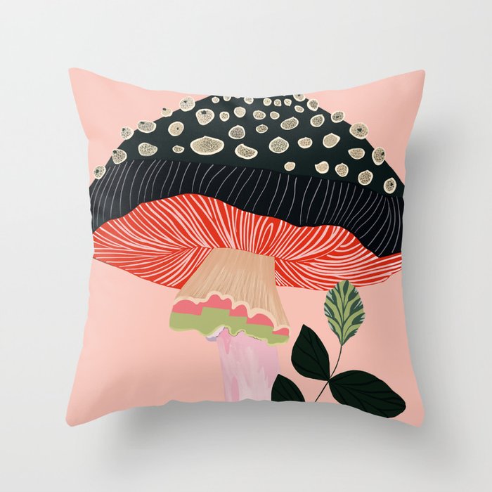 Garden Mushroom Throw Pillow Gallery Image 1