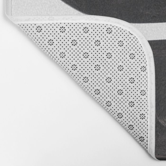 Black And White Minimalist Mid Century Abstract Ink Art Minimal Black Pebbles Paint Bath Mat Gallery Image 2