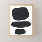 Black And White Minimalist Mid Century Abstract Ink Art Minimal Black Pebbles Paint Mini Art Print Gallery Image 1