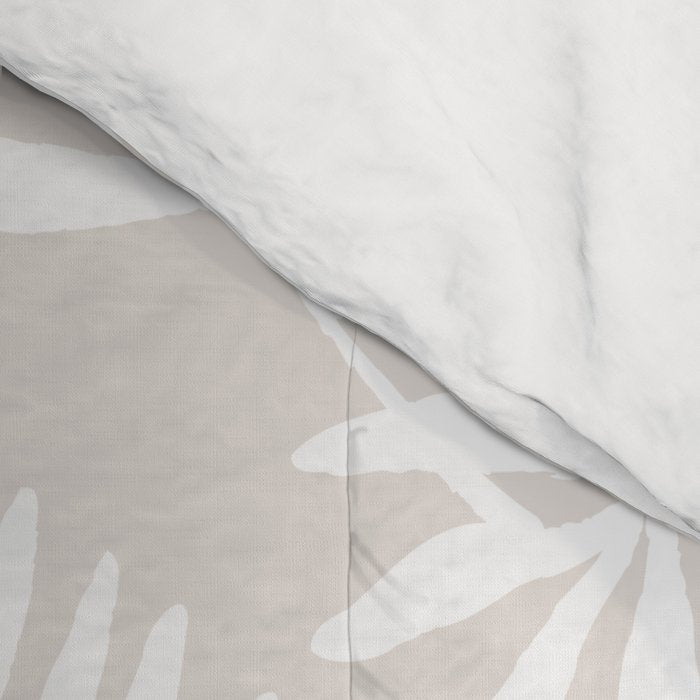 Tropical Palm Leaves - Palm Leaf Pattern - Sandy Beige Comforter Gallery Image 4