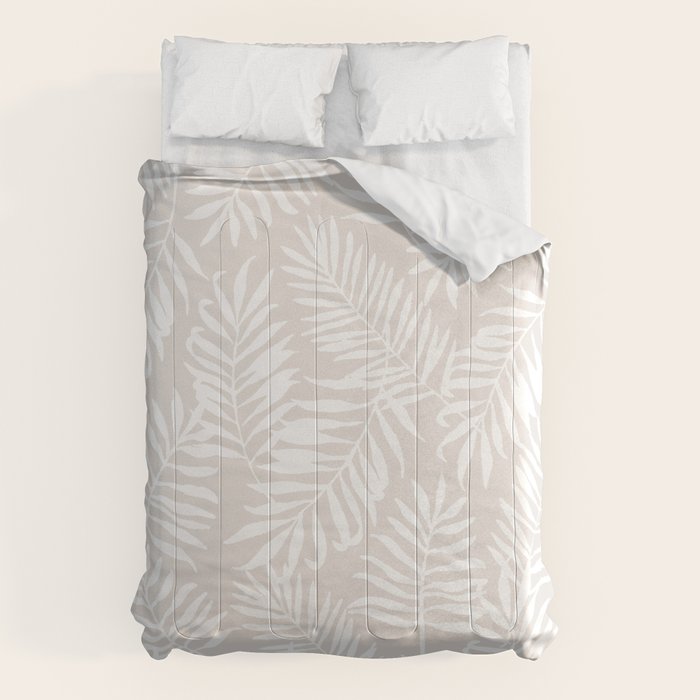 Tropical Palm Leaves - Palm Leaf Pattern - Sandy Beige Comforter Gallery Image 6